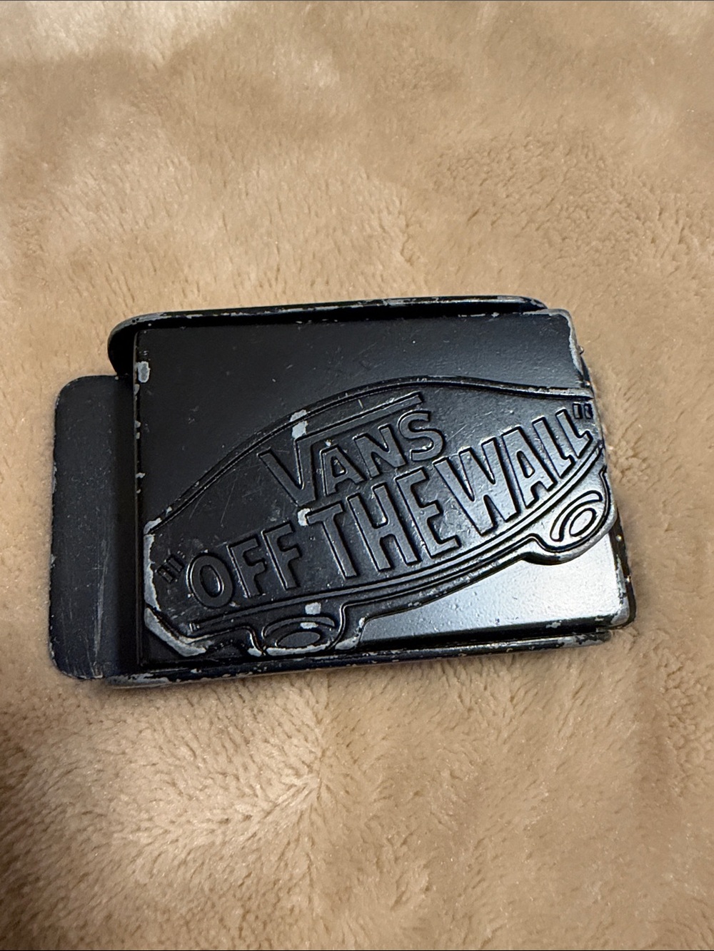 Vans Black 'Off The Wall' Embossed Metal Belt Buckle